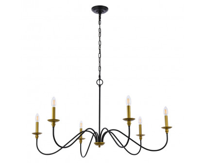 Elegant Rohan Chandelier - Brass/Black, L 42" (LD5056D42BRB)