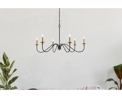 Elegant Rohan Chandelier - Brass/Black, L 42" (LD5056D42BRB)