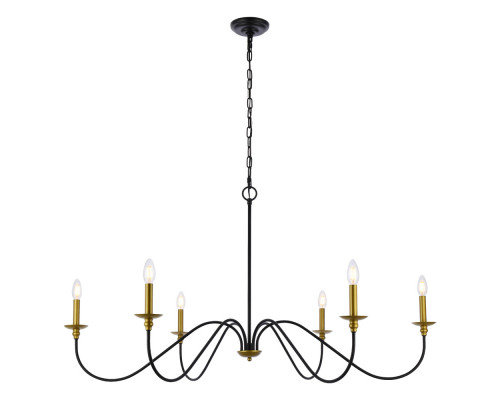 Elegant Rohan Chandelier - Brass/Black, L 48" (LD5056D48BRB)