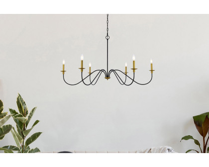 Elegant Rohan Chandelier - Brass/Black, L 48" (LD5056D48BRB)