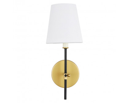 Elegant Mel 1 Light Wall Sconce - Brass/Black, L 5.5" (LD6004W6BRBK)