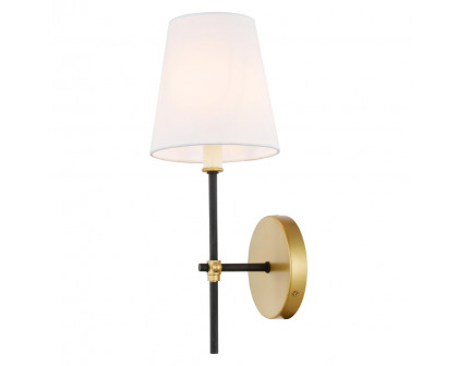 Elegant Mel 1 Light Wall Sconce - Brass/Black, L 5.5" (LD6004W6BRBK)