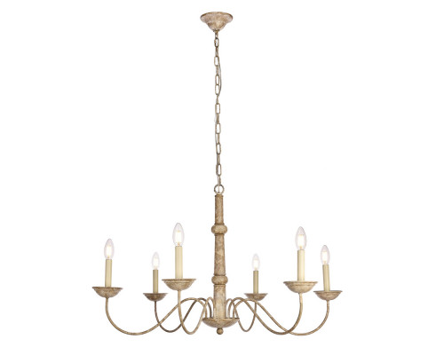 Elegant Merritt 6-Light Chandelier - Weathered Dove, L 35" (LD6007D35WD)