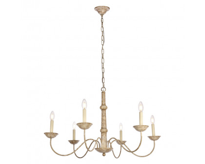 Elegant Merritt 6-Light Chandelier - Weathered Dove, L 35" (LD6007D35WD)