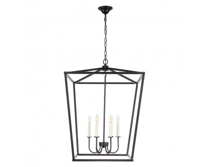 Elegant Maddox 1-Light Pendant - Black, L 24" (LD6008D24BK)