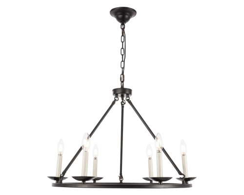 Elegant Maine 6-Light Chandelier - Black, L 26" (LD6010D26BK)