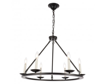 Elegant Maine 6-Light Chandelier - Black, L 26" (LD6010D26BK)