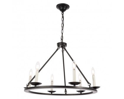 Elegant Maine 6-Light Chandelier - Black, L 26" (LD6010D26BK)