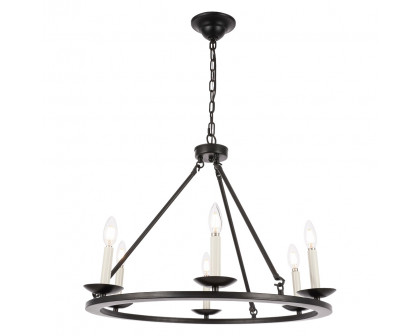 Elegant Maine 6-Light Chandelier - Black, L 26" (LD6010D26BK)