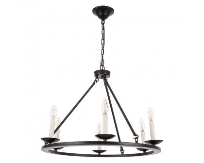 Elegant Maine 6-Light Chandelier - Black, L 26" (LD6010D26BK)