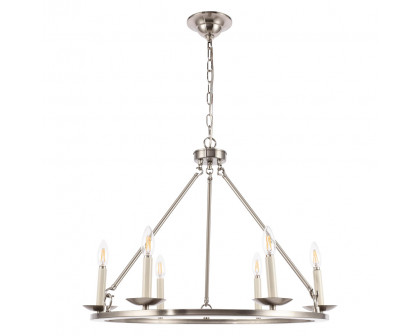 Elegant Maine 6-Light Chandelier - Burnished Nickel, L 26" (LD6010D26BN)