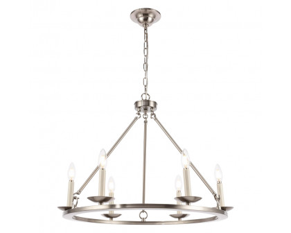 Elegant Maine 6-Light Chandelier - Burnished Nickel, L 26" (LD6010D26BN)