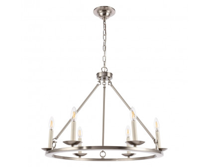 Elegant Maine 6-Light Chandelier - Burnished Nickel, L 26" (LD6010D26BN)