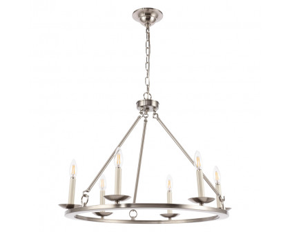 Elegant Maine 6-Light Chandelier - Burnished Nickel, L 26" (LD6010D26BN)