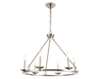 Elegant Maine 6-Light Chandelier - Burnished Nickel, L 26" (LD6010D26BN)