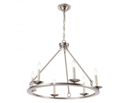 Elegant Maine 6-Light Chandelier - Burnished Nickel, L 26" (LD6010D26BN)