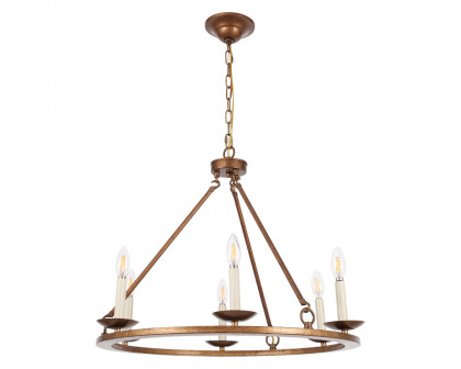 Elegant Maine 6-Light Chandelier - Gold, L 26" (LD6010D26G)