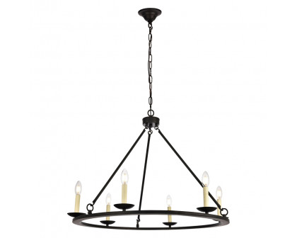 Elegant Maine 6-Light Chandelier - Black, L 32" (LD6010D32BK)