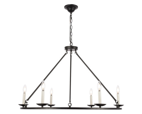 Elegant Maine 6-Light Chandelier - Black, L 36" (LD6010D36BK)