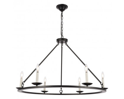 Elegant Maine 6-Light Chandelier - Black, L 36" (LD6010D36BK)