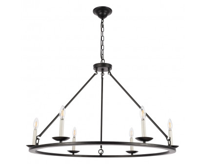 Elegant Maine 6-Light Chandelier - Black, L 36" (LD6010D36BK)