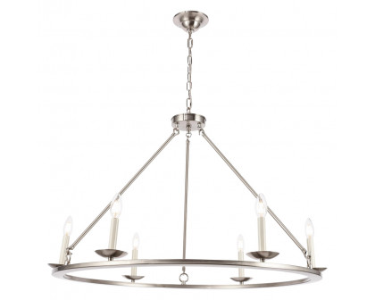 Elegant Maine 6-Light Chandelier - Burnished Nickel, L 36" (LD6010D36BN)