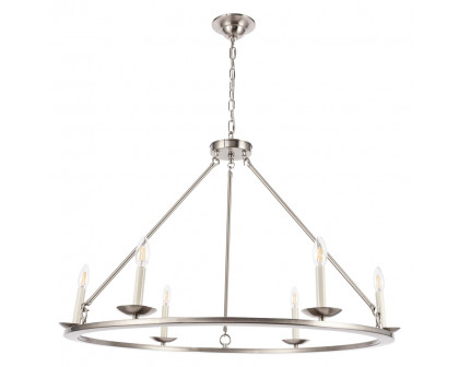 Elegant Maine 6-Light Chandelier - Burnished Nickel, L 36" (LD6010D36BN)