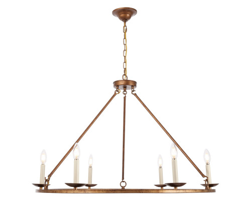 Elegant Maine 6-Light Chandelier - Gold, L 36" (LD6010D36G)