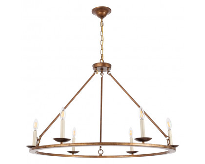 Elegant Maine 6-Light Chandelier - Gold, L 36" (LD6010D36G)