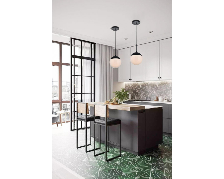 Elegant Pendant Light - Black/Glass Matte, L 8" (LD6026)