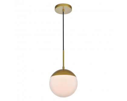 Elegant Pendant Light - Brass/Glass Matte, L 8" (LD6030BR)