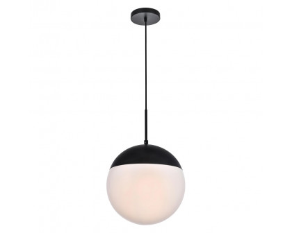 Elegant Pendant Light - Black/Glass Matte, L 12" (LD6038BK)