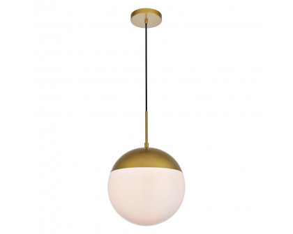 Elegant Pendant Light - Brass/Glass Matte, L 12" (LD6042BR)