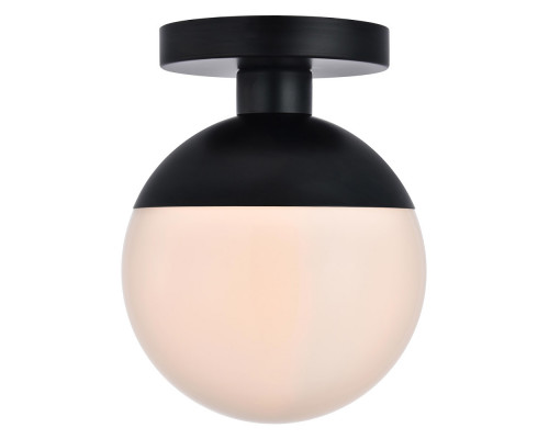 Elegant Flush Mount Light - Black/Glass Matte, L 8" (LD6050BK)