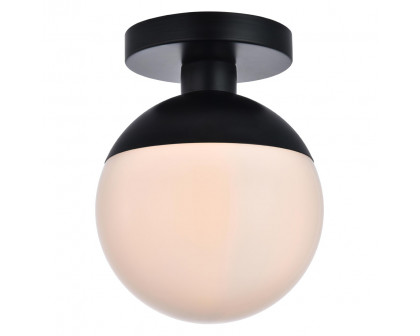 Elegant Flush Mount Light - Black/Glass Matte, L 8" (LD6050BK)