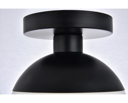 Elegant Flush Mount Light - Black/Glass Matte, L 8" (LD6050BK)