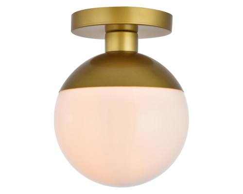 Elegant Flush Mount Light - Brass/Glass Matte, L 8" (LD6054BR)