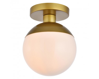 Elegant Flush Mount Light - Brass/Glass Matte, L 8" (LD6054BR)