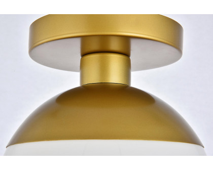 Elegant Flush Mount Light - Brass/Glass Matte, L 8" (LD6054BR)