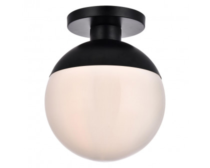 Elegant Flush Mount Light - Black/Glass Matte, L 12" (LD6056BK)