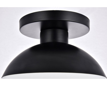 Elegant Flush Mount Light - Black/Glass Matte, L 12" (LD6056BK)