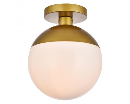 Elegant Flush Mount Light - Brass/Glass Matte, L 10" (LD6066BR)