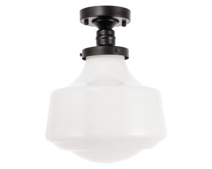 Elegant Flush Mount Light - Black/Glass Matte, L 11" (LD6243BK)