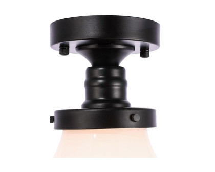 Elegant Flush Mount Light - Black/Glass Matte, L 11" (LD6243BK)