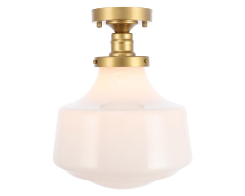 Elegant Flush Mount Light - Brass/Glass Matte, L 11" (LD6245BR)