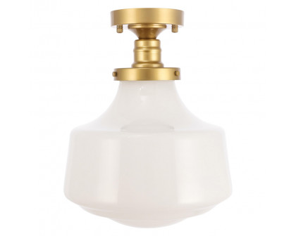 Elegant Flush Mount Light - Brass/Glass Matte, L 11" (LD6245BR)