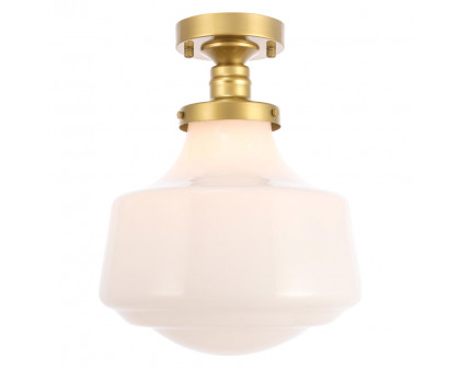 Elegant Flush Mount Light - Brass/Glass Matte, L 11" (LD6245BR)