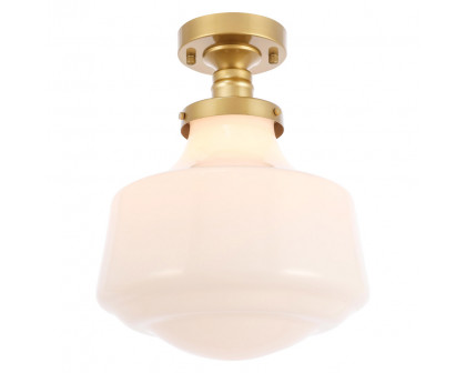 Elegant Flush Mount Light - Brass/Glass Matte, L 11" (LD6245BR)