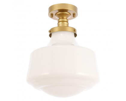 Elegant Flush Mount Light - Brass/Glass Matte, L 11" (LD6245BR)