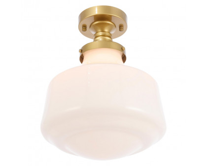 Elegant Flush Mount Light - Brass/Glass Matte, L 11" (LD6245BR)